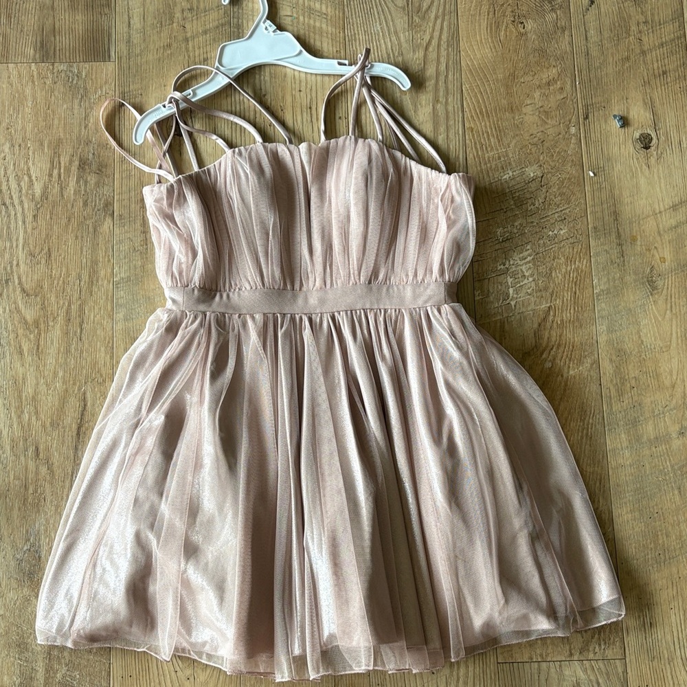 Elegant Pink Spaghetti Strap Dress